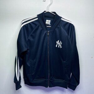 WOMEN'S ADIDAS NY YANKEES JACKET - BLUE W/ WHITE STRIPES - SIZE LARGE